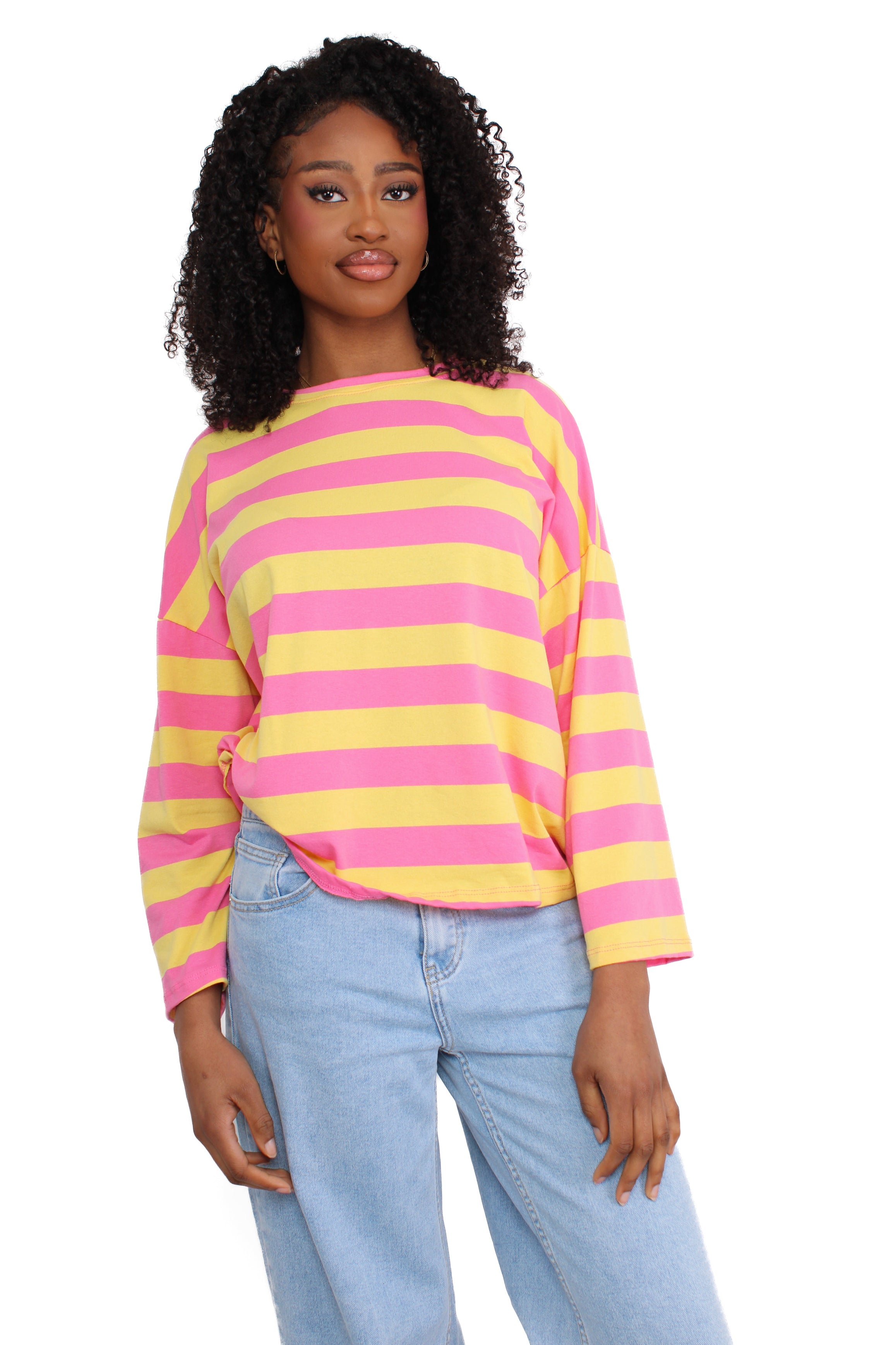 STRIPE MOOD LONG SLEEVE - YELLOW PINK