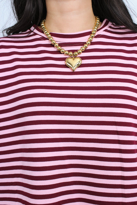 BEADS HEART NECKLACE - GOLD