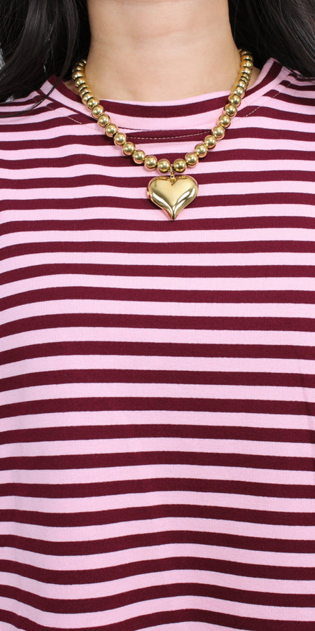 BEADS HEART NECKLACE - GOLD