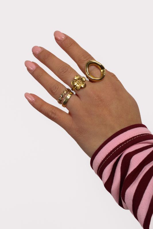 WAVY HALO RING SMALL - GOLD