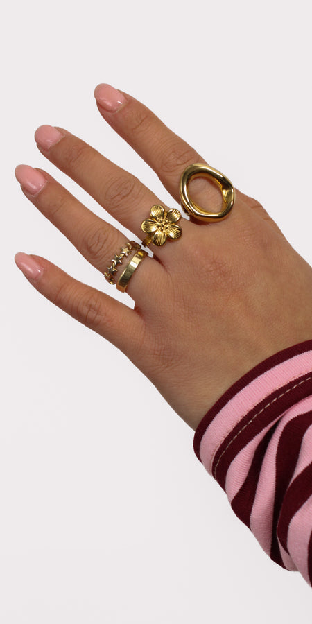WAVY HALO RING SMALL - GOLD