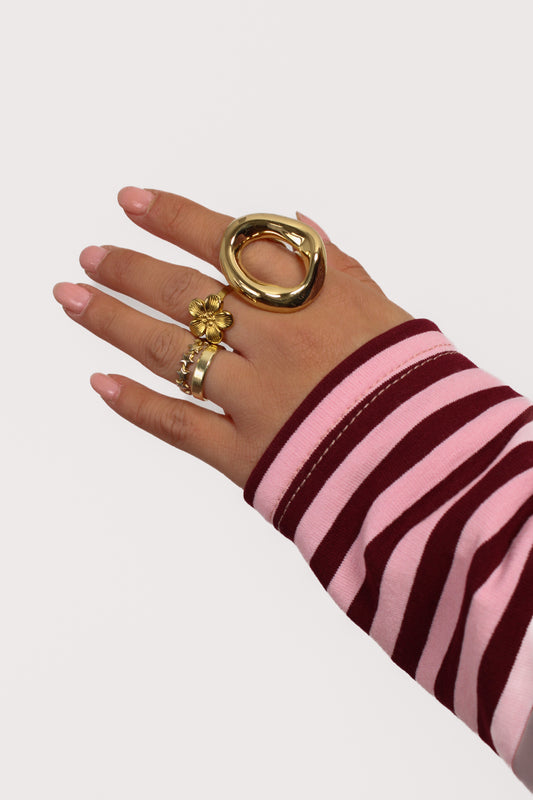 WAVY HALO RING BIG - GOLD