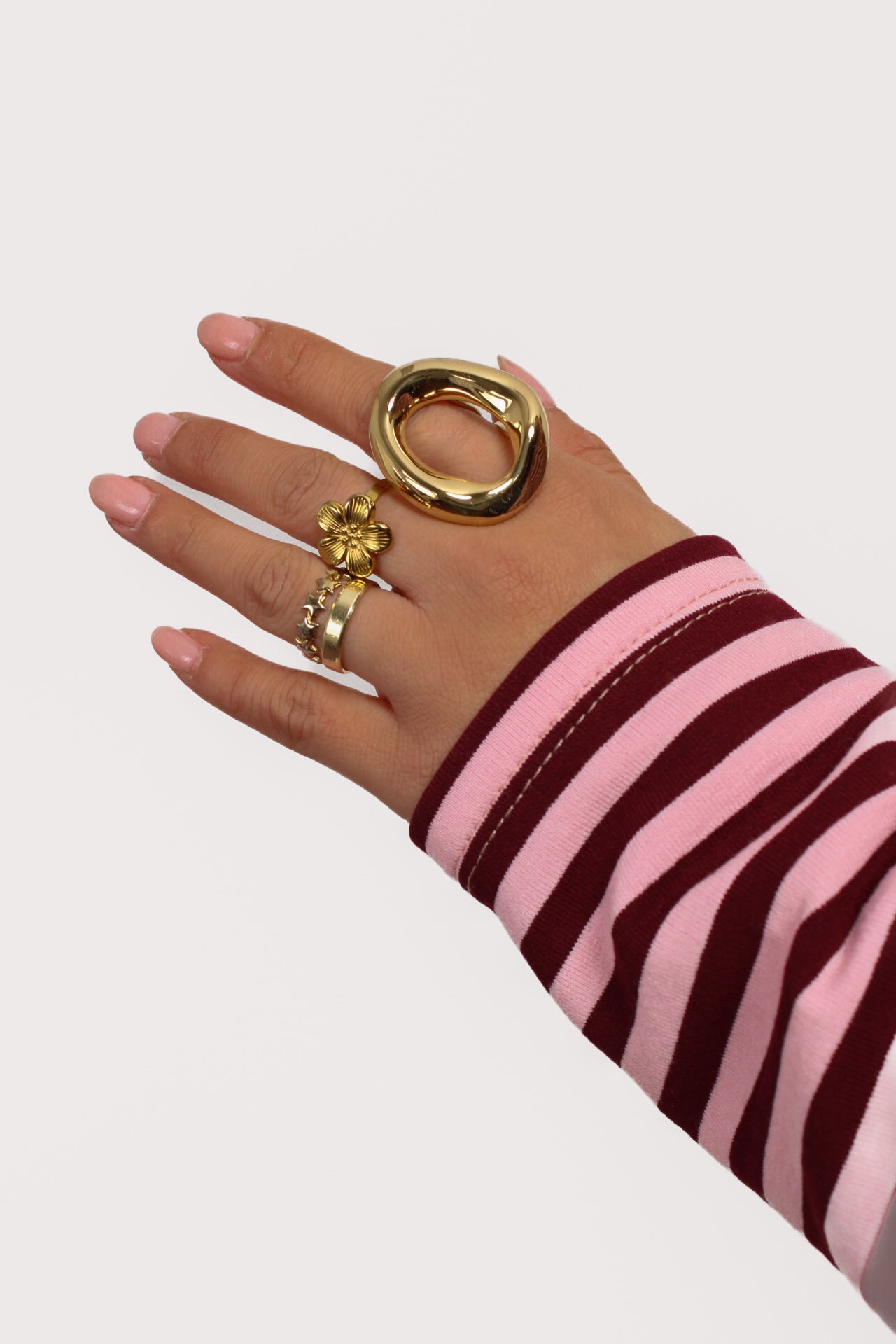 WAVY HALO RING BIG - GOLD