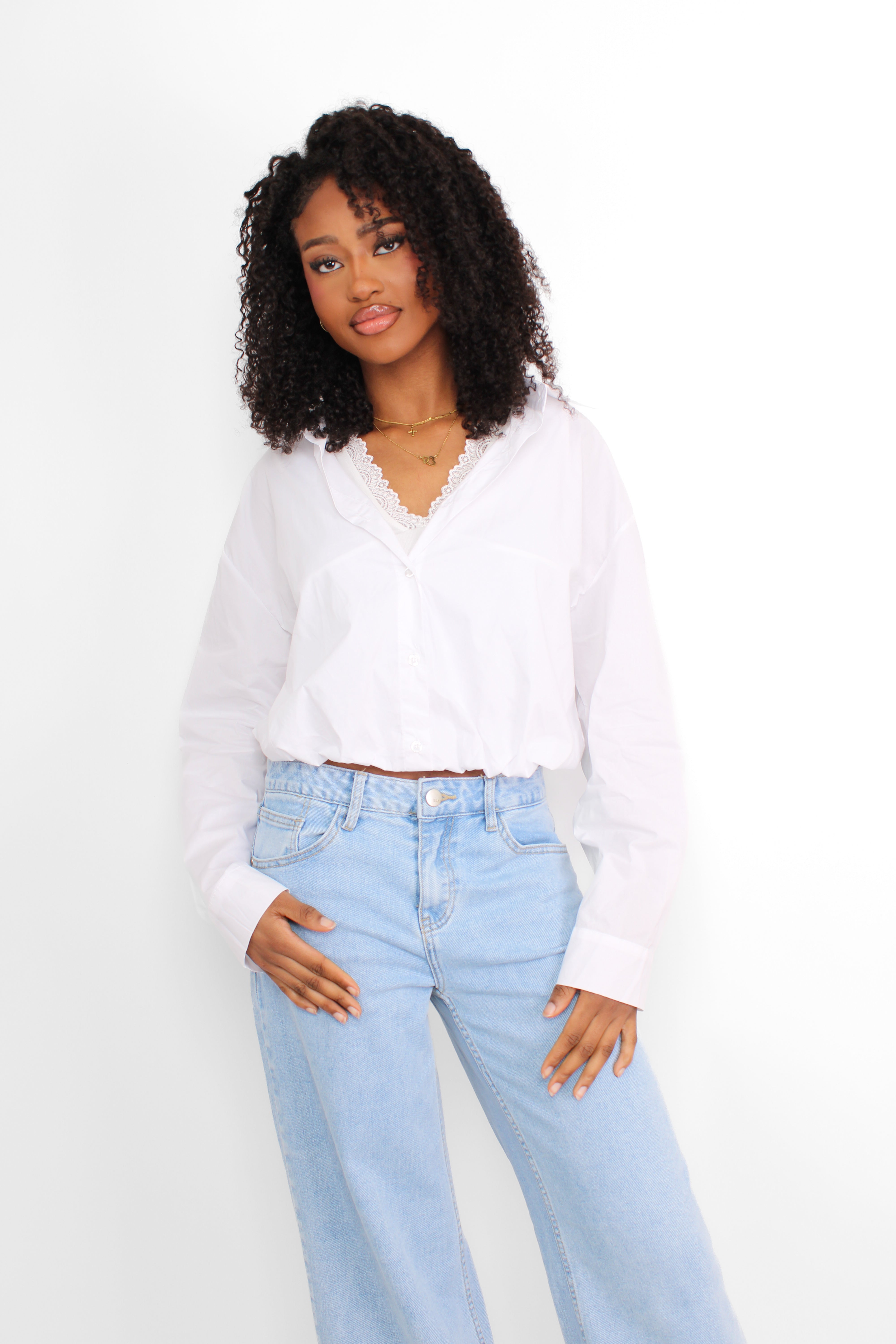 LAYERED LACE BLOUSE - WHITE