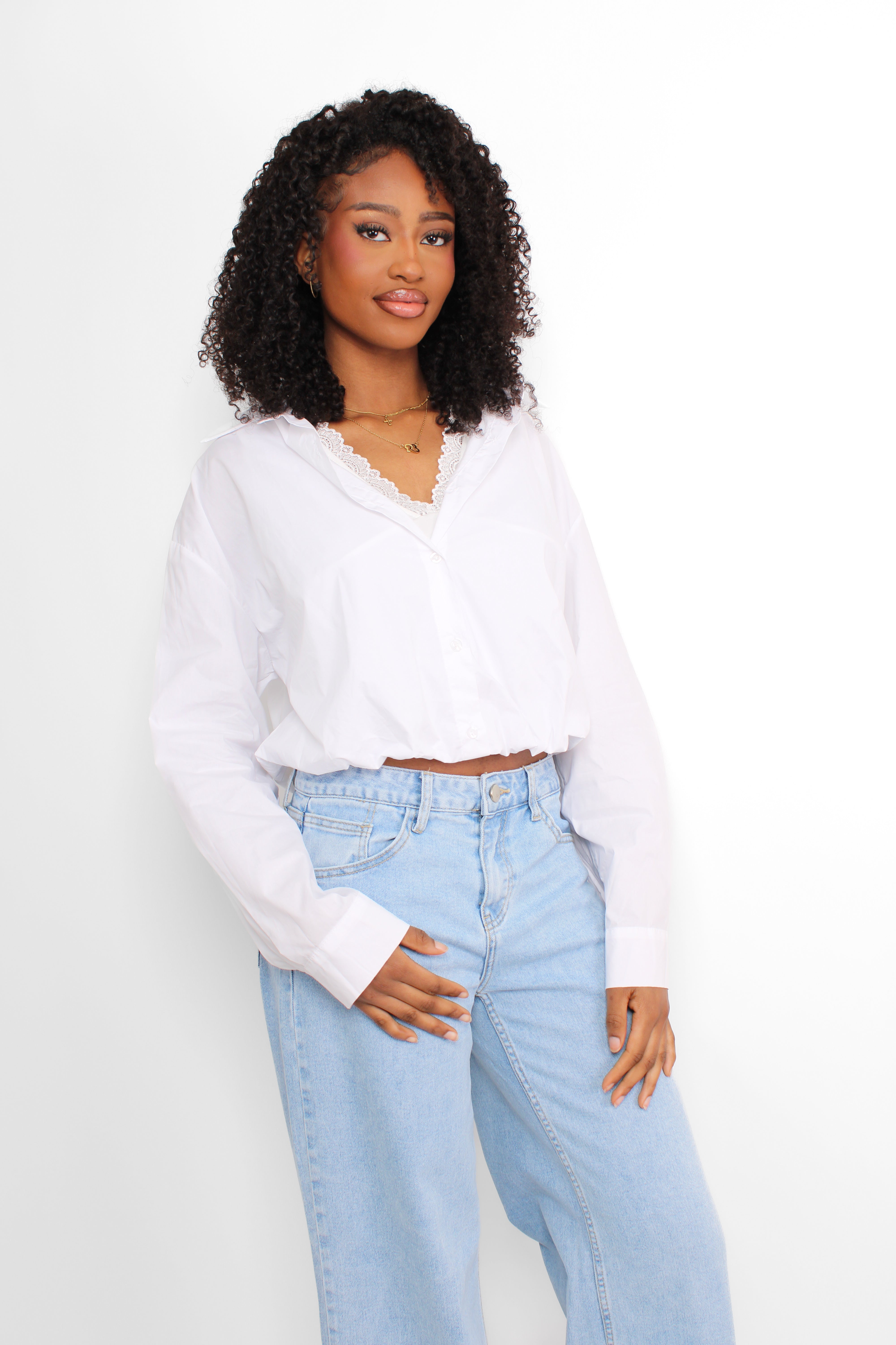 LAYERED LACE BLOUSE - WHITE