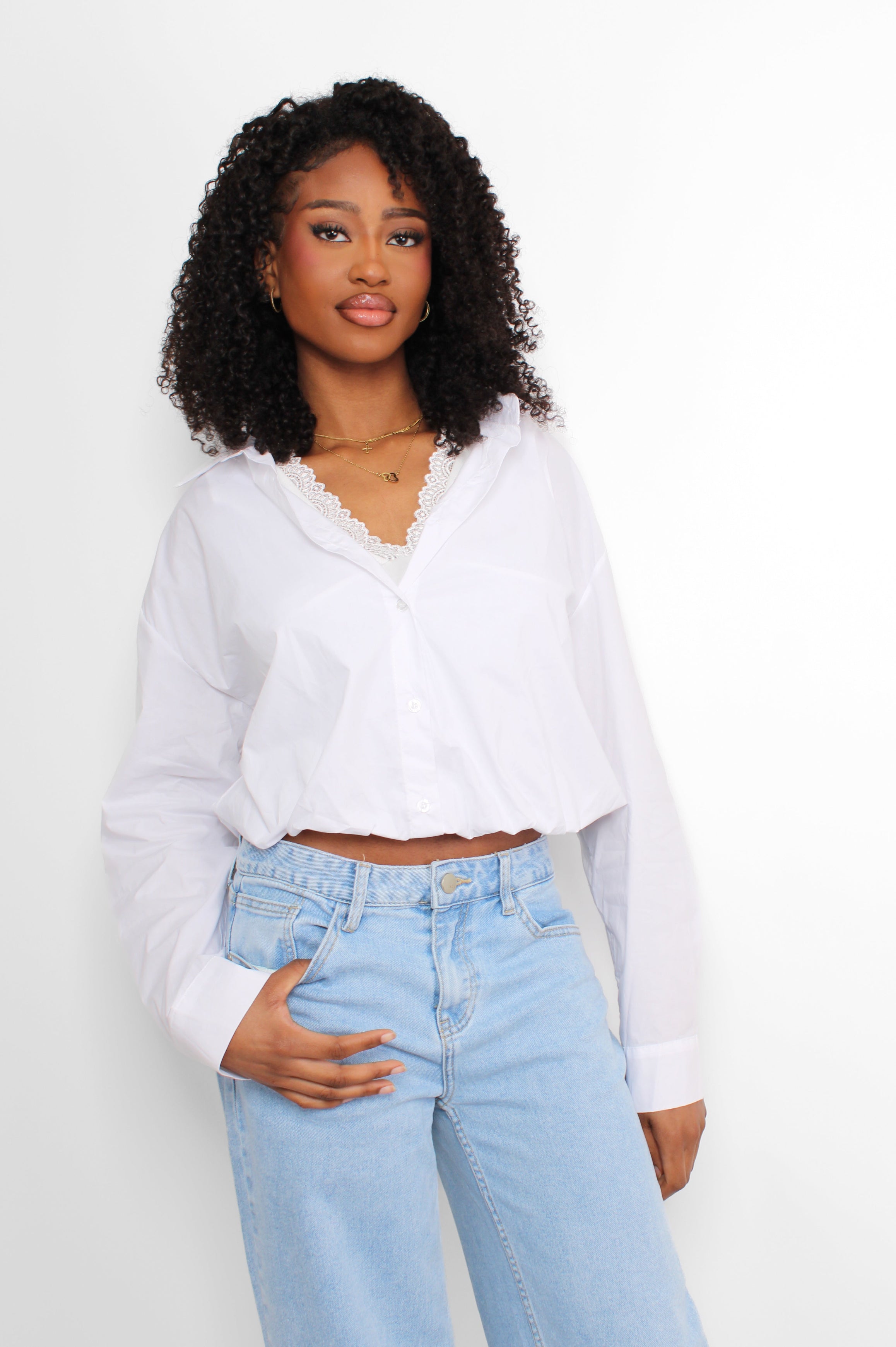 LAYERED LACE BLOUSE - WHITE