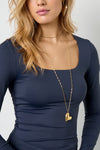 ''EXTRA LONG'' HEART NECKLACE - GOLD