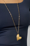 ''EXTRA LONG'' HEART NECKLACE - GOLD