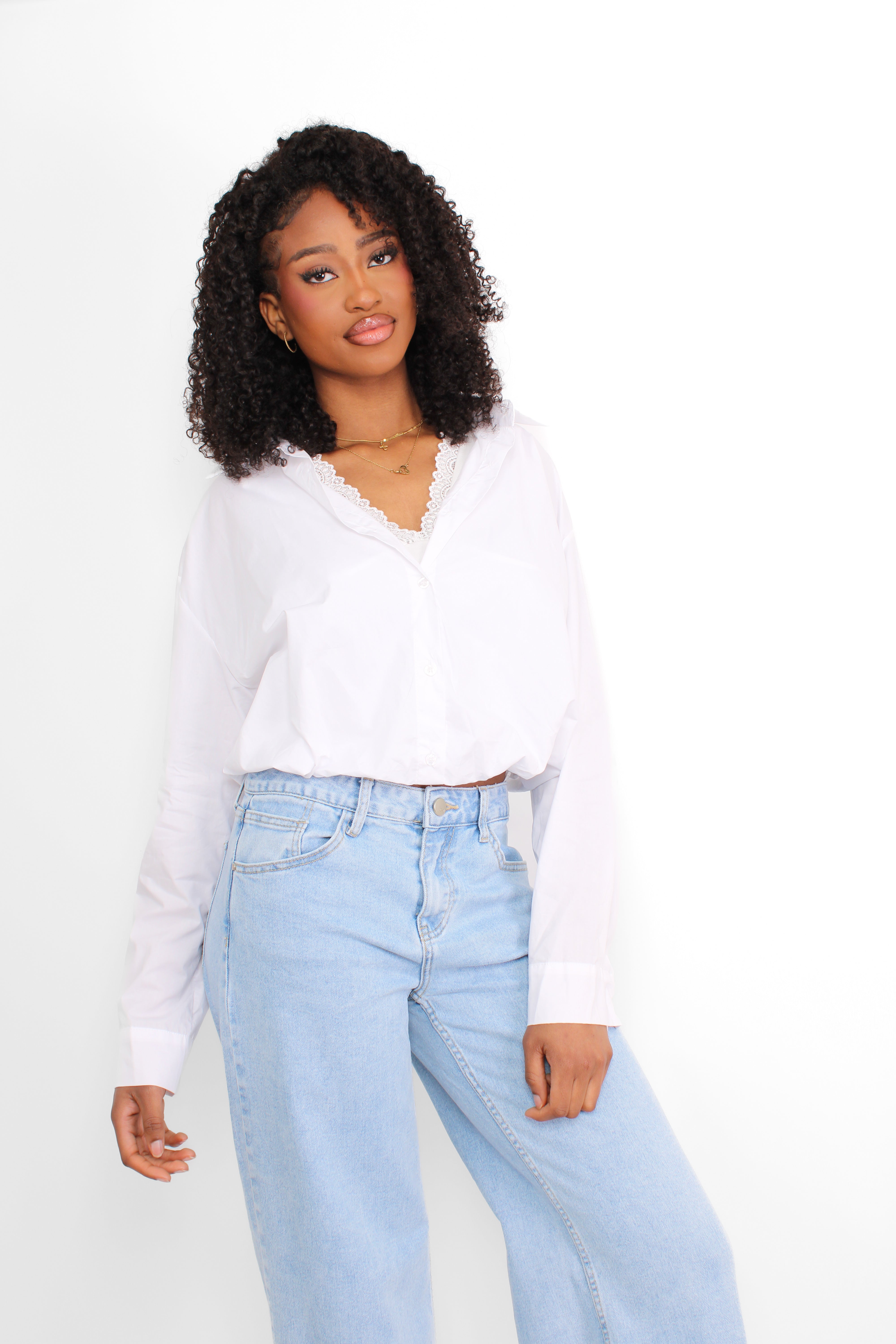 LAYERED LACE BLOUSE - WHITE