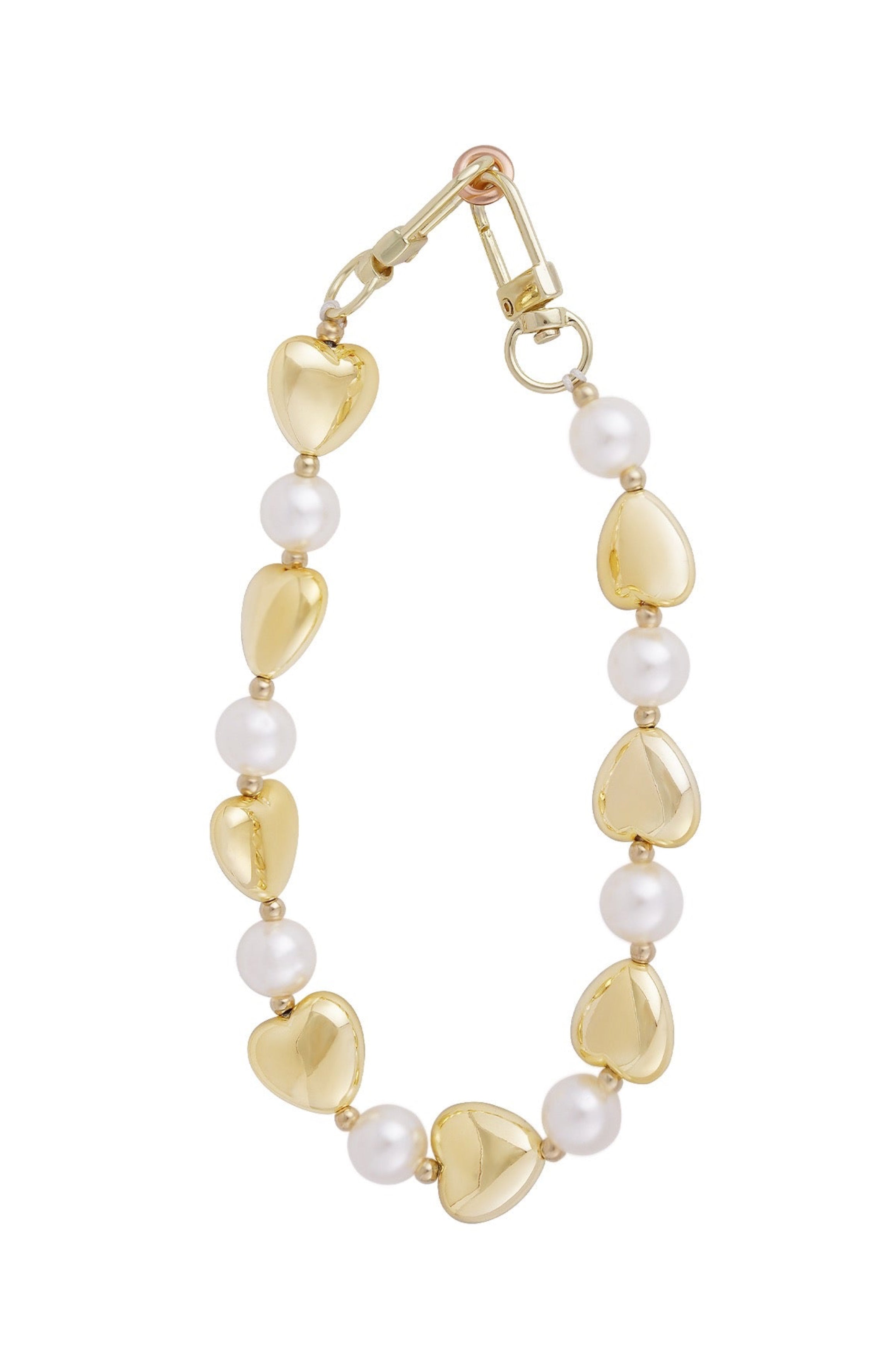 PEARLS AND HEARTS PHONECORD - GOLD