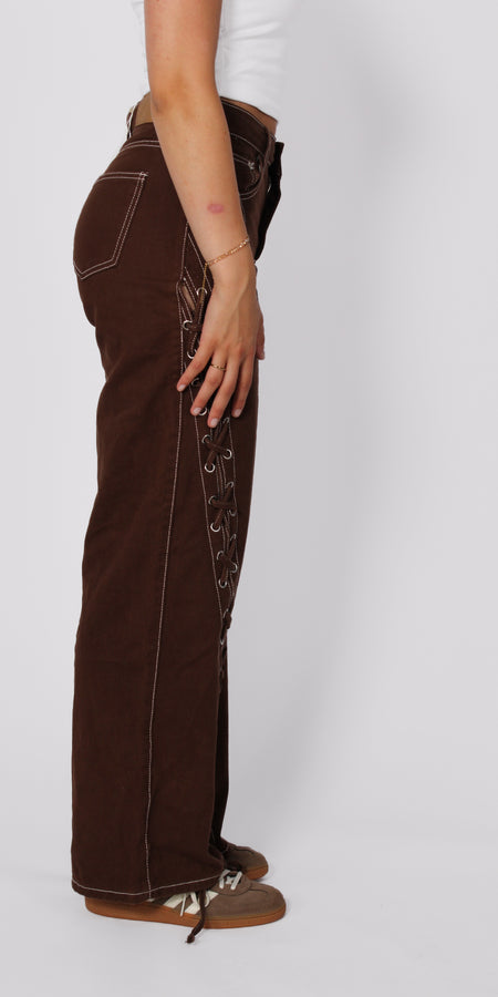 HARLEY WIDE LEG JEANS - DARK BROWN