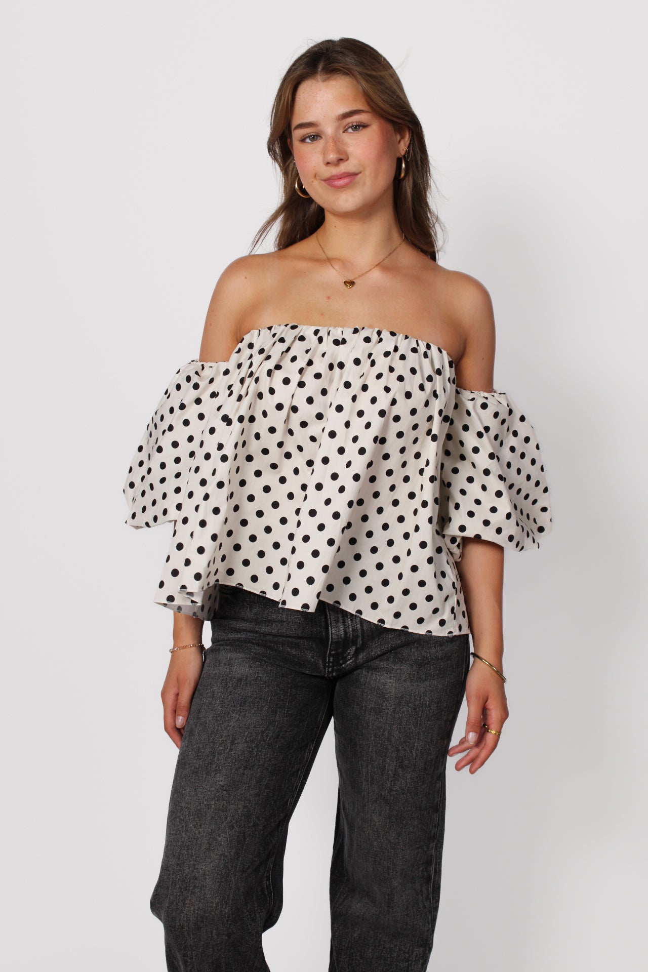 CHIC IN DOTS TOP 84052 - WHITE