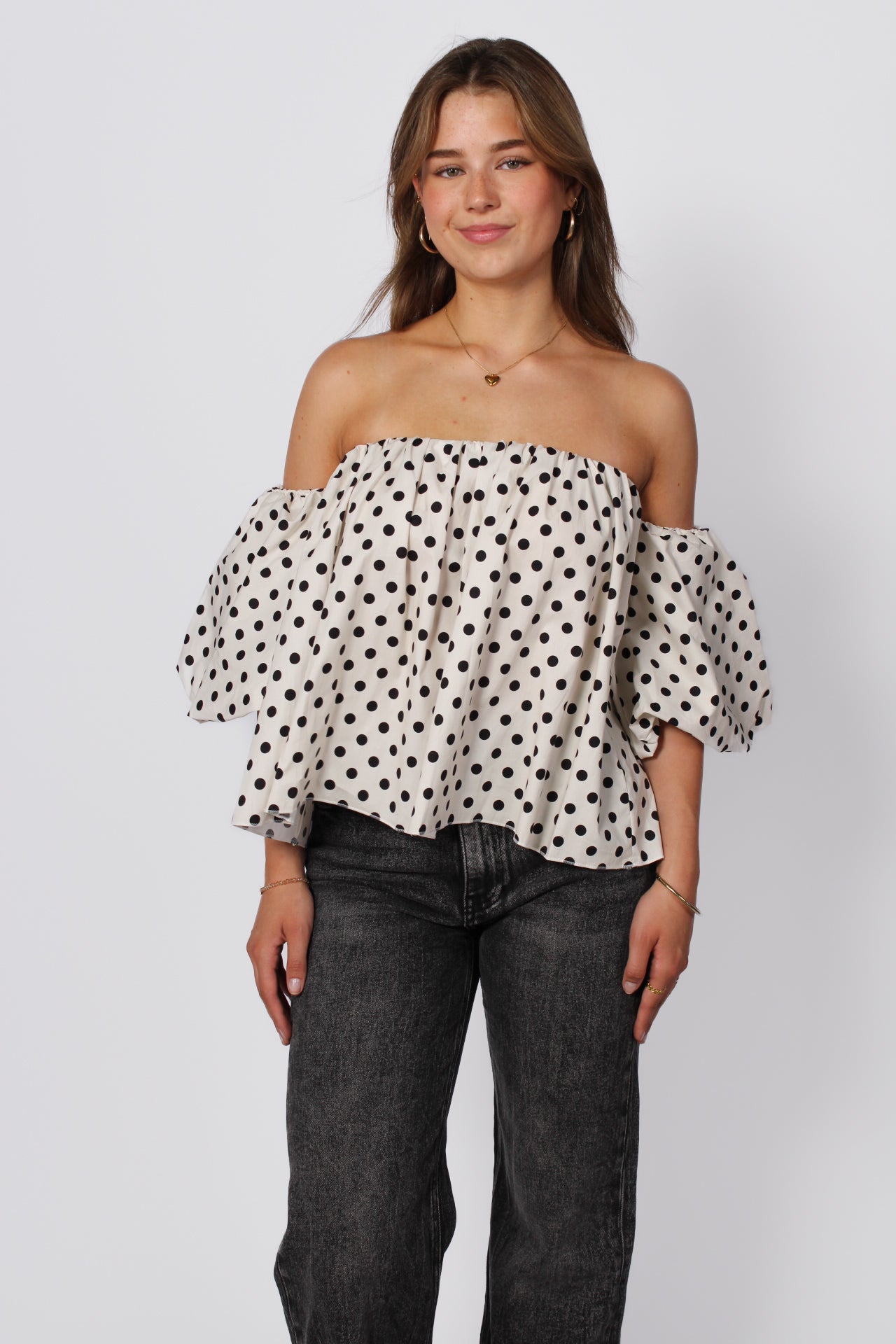 CHIC IN DOTS TOP 84052 - WHITE