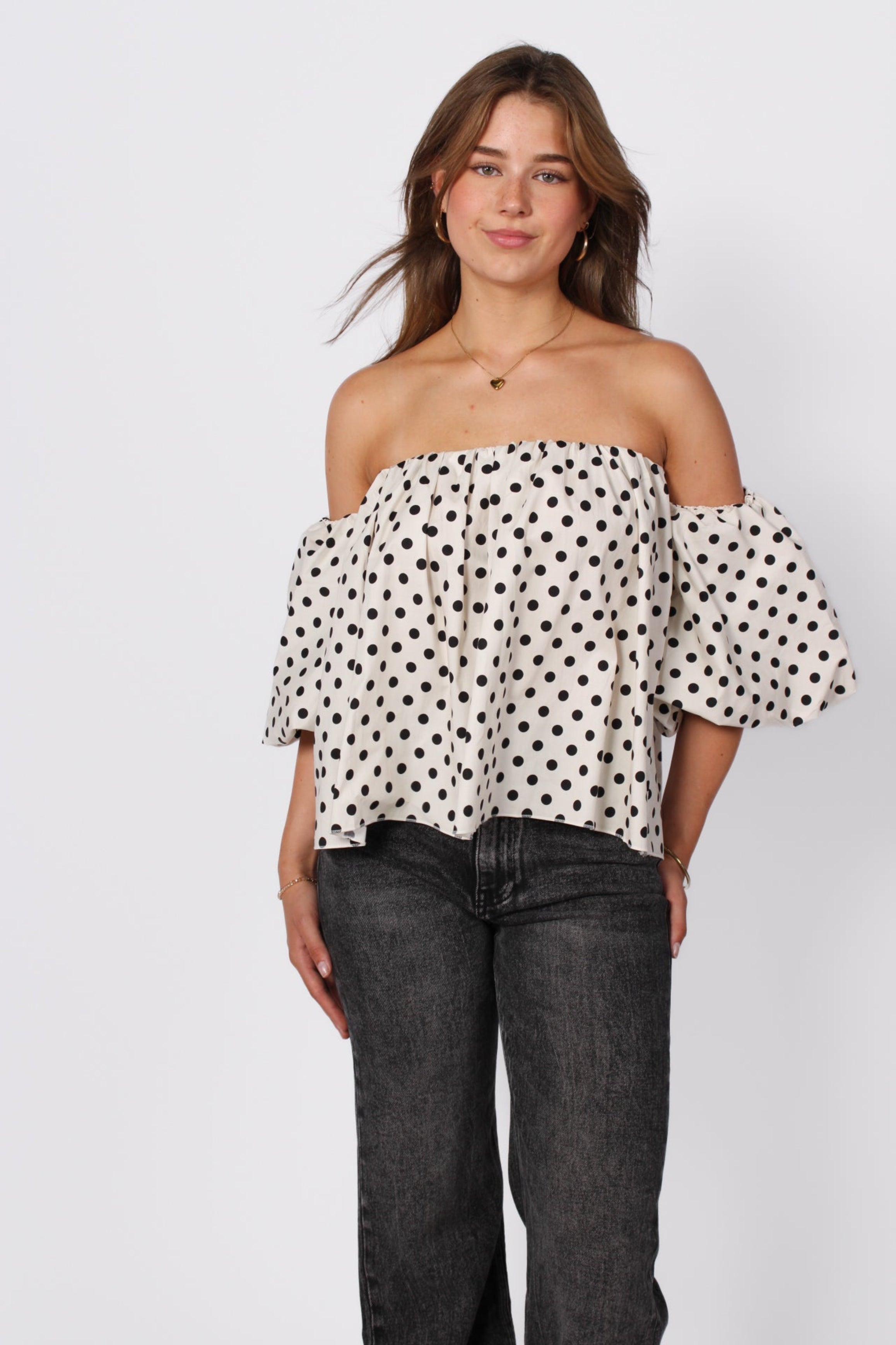 CHIC IN DOTS TOP 84052 - WHITE