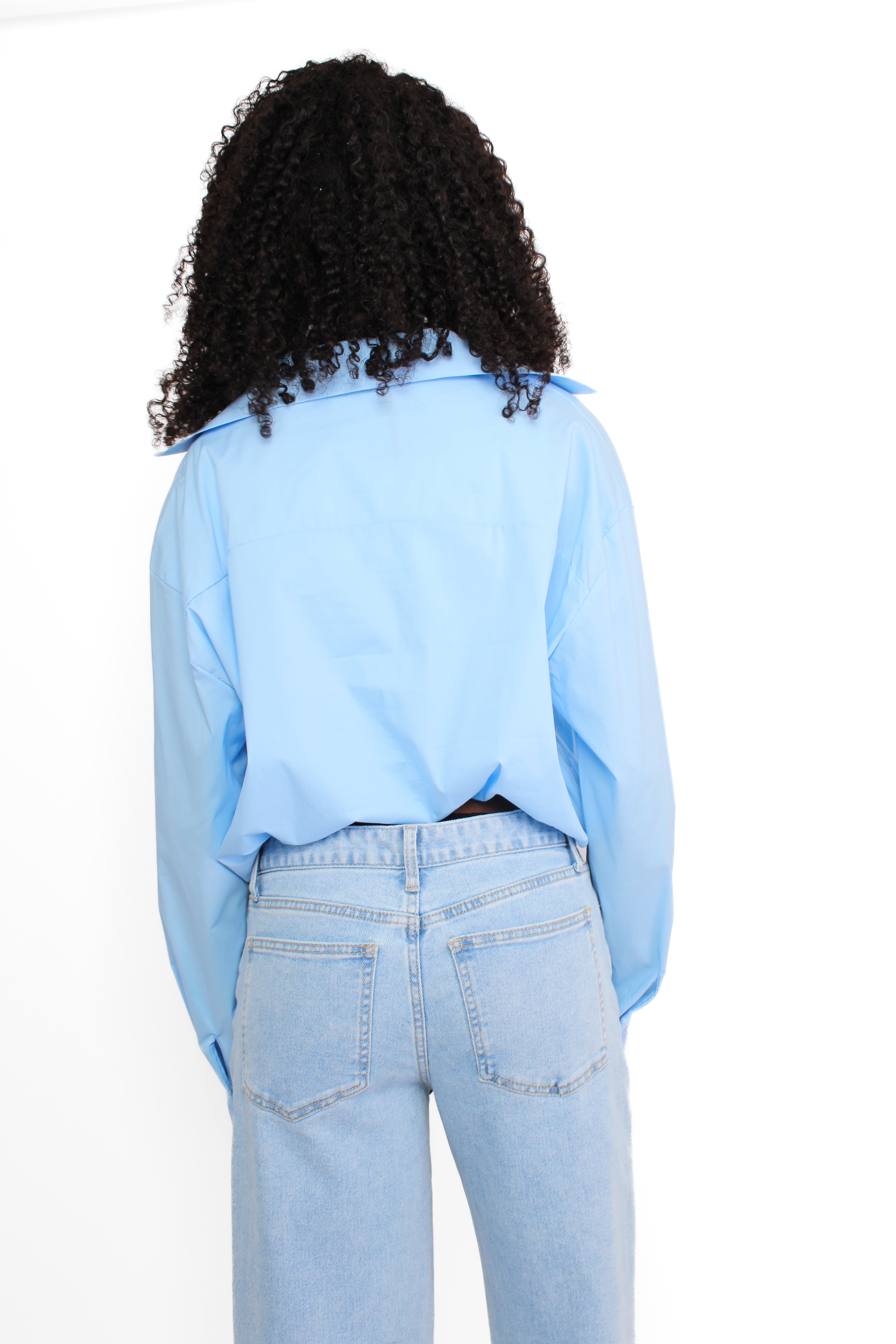 LAYERED LACE BLOUSE - SKY BLUE