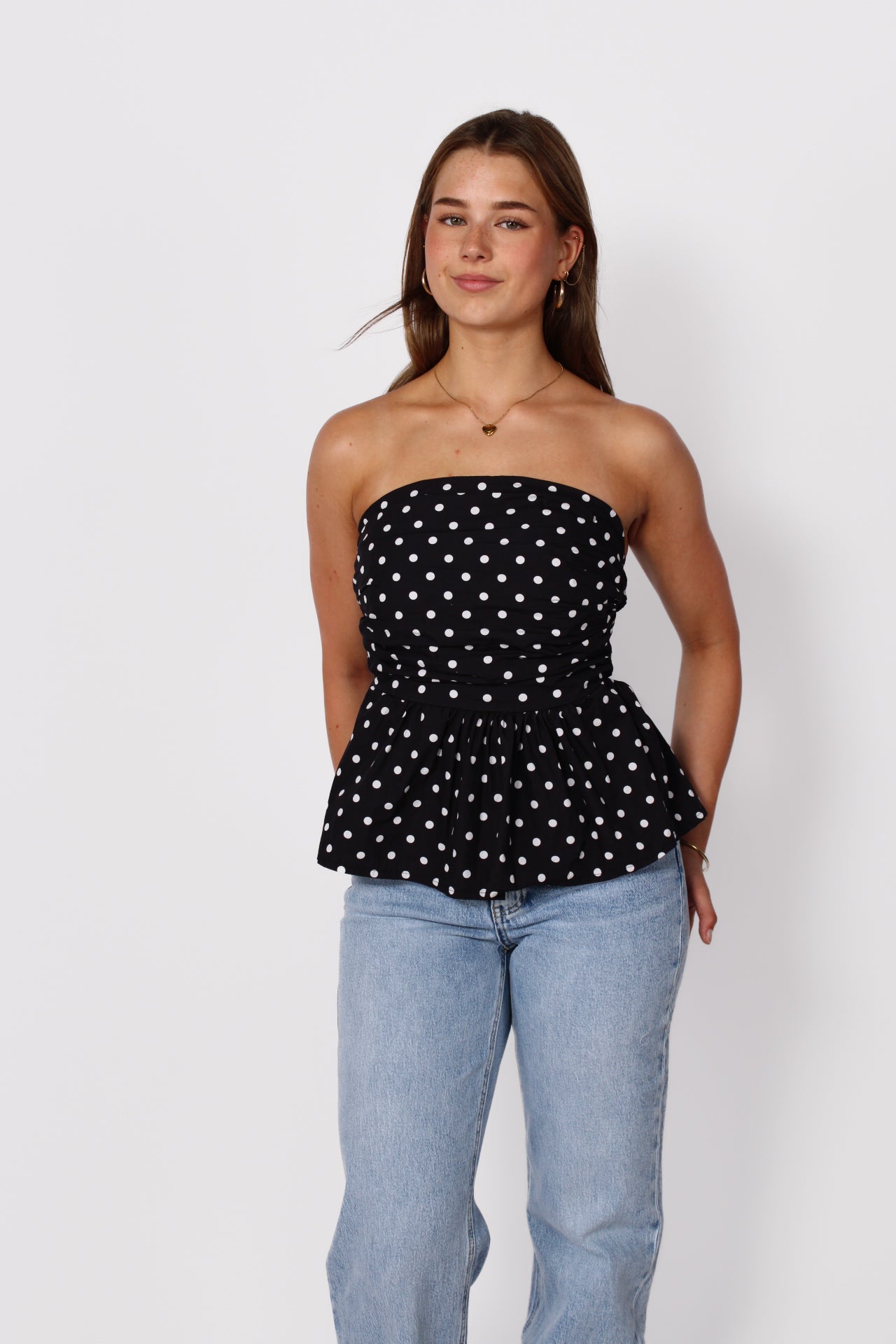PRETTY IN POLKA TOP - BLACK