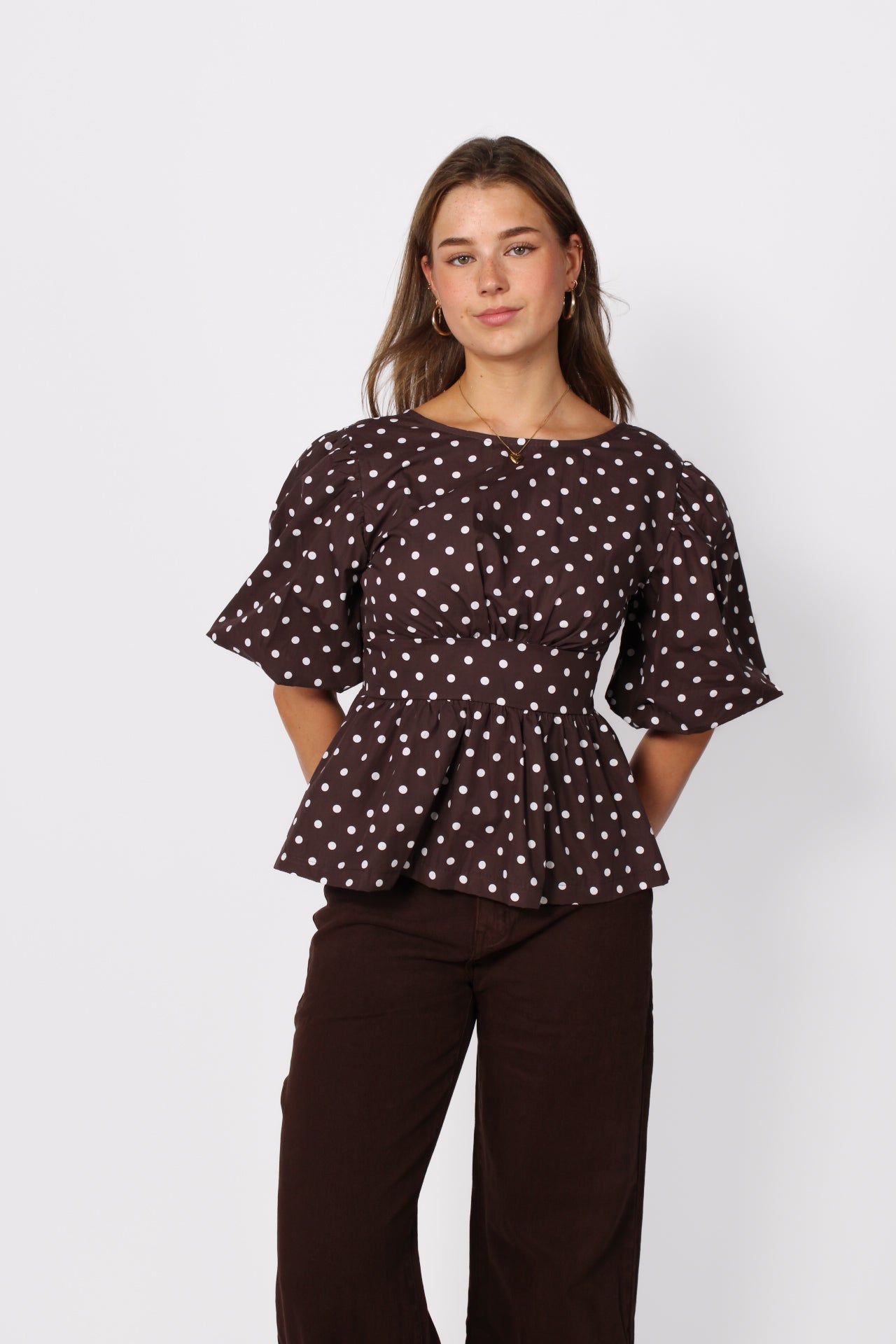 POLKA POP TOP - BROWN