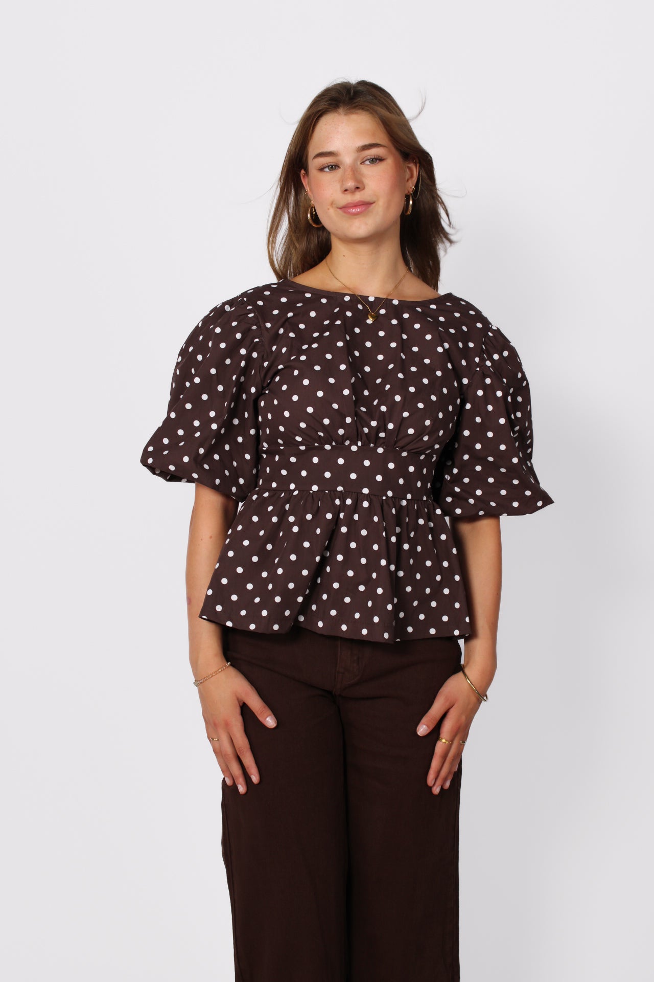 POLKA POP TOP - BROWN