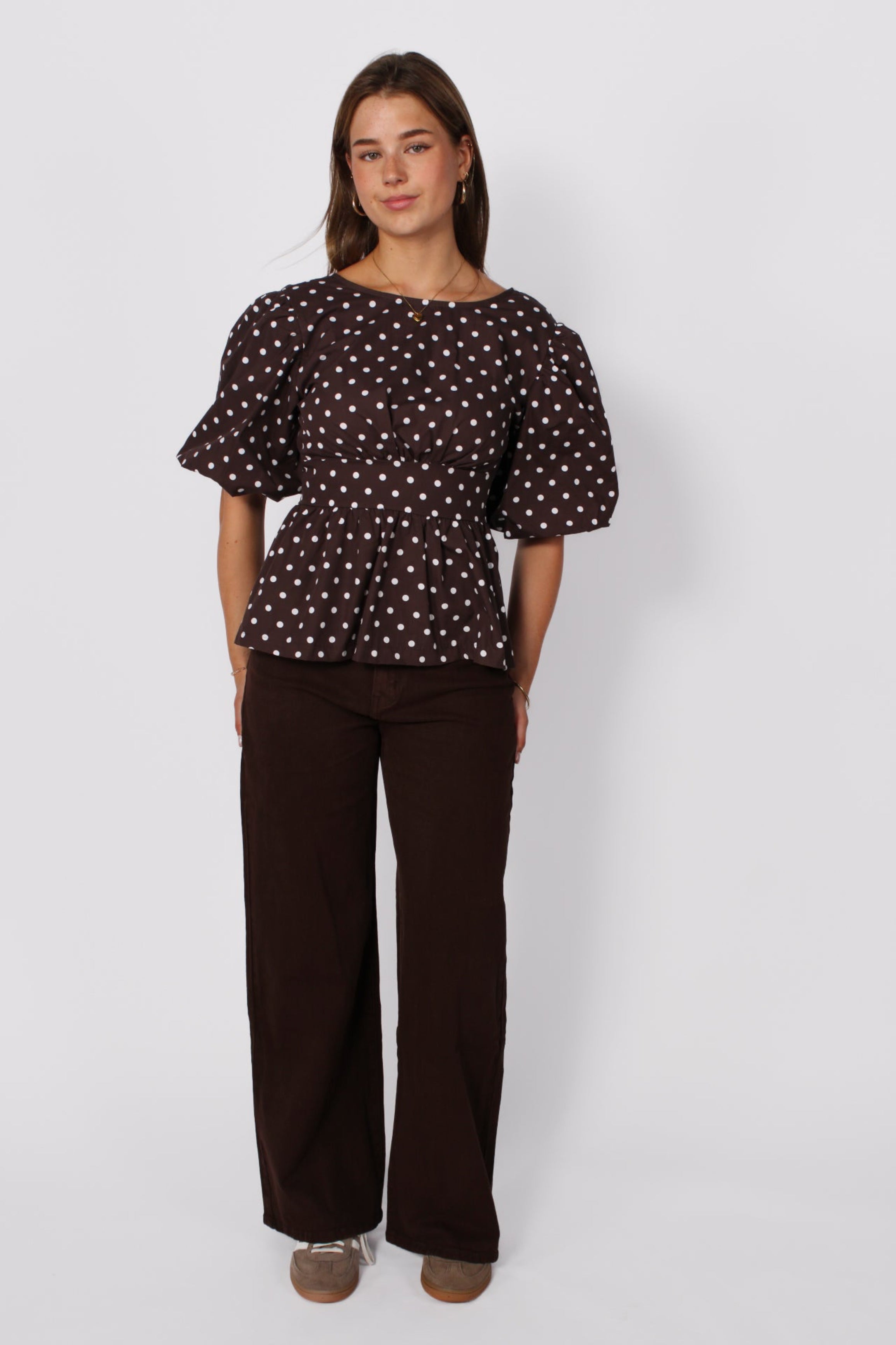 WIDE LEG JEANS 9091-9 - DARK BROWN