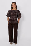 WIDE LEG JEANS 9091-9 - DARK BROWN