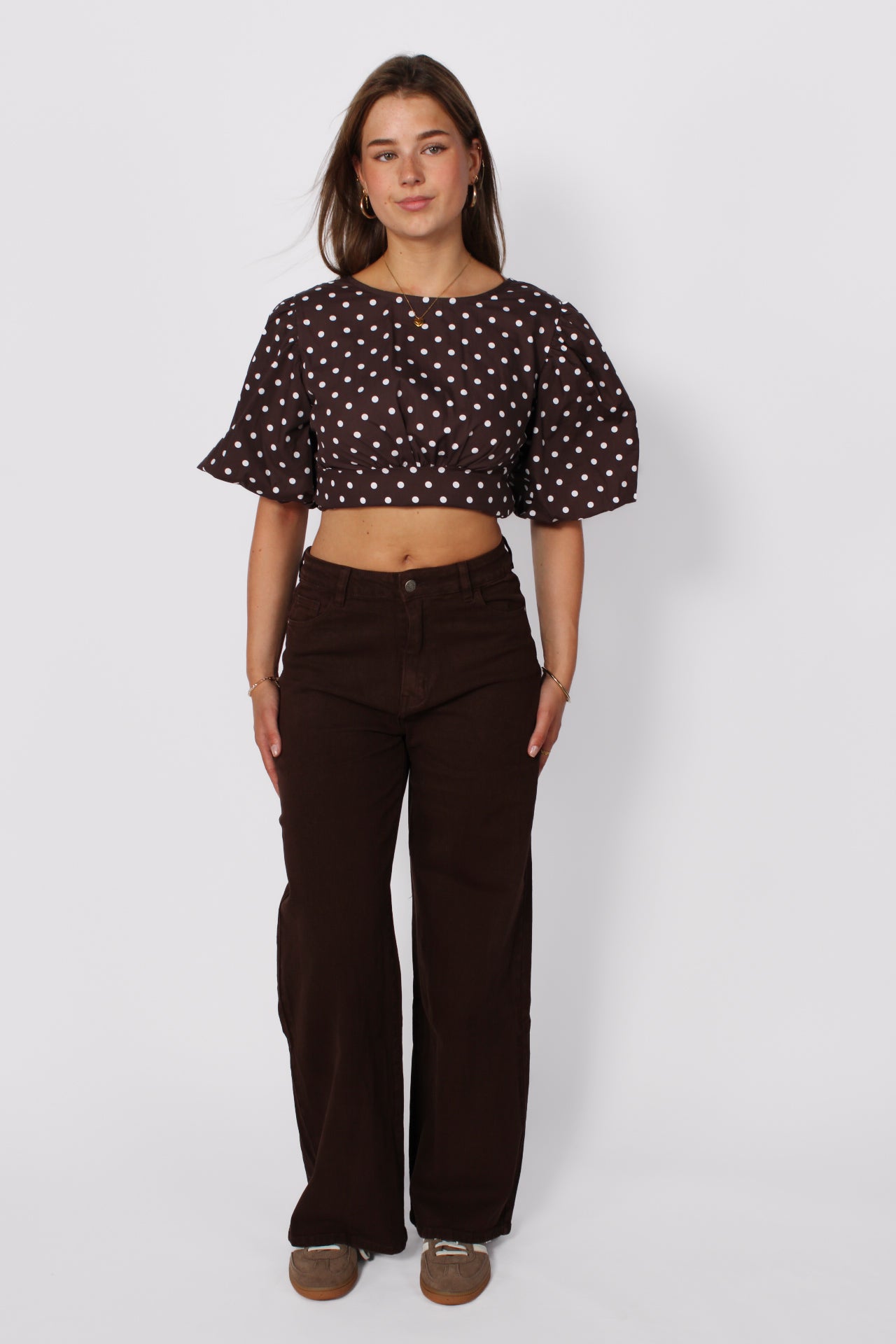 WIDE LEG JEANS 9091-9 - DARK BROWN
