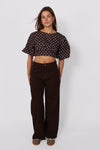 WIDE LEG JEANS 9091-9 - DARK BROWN