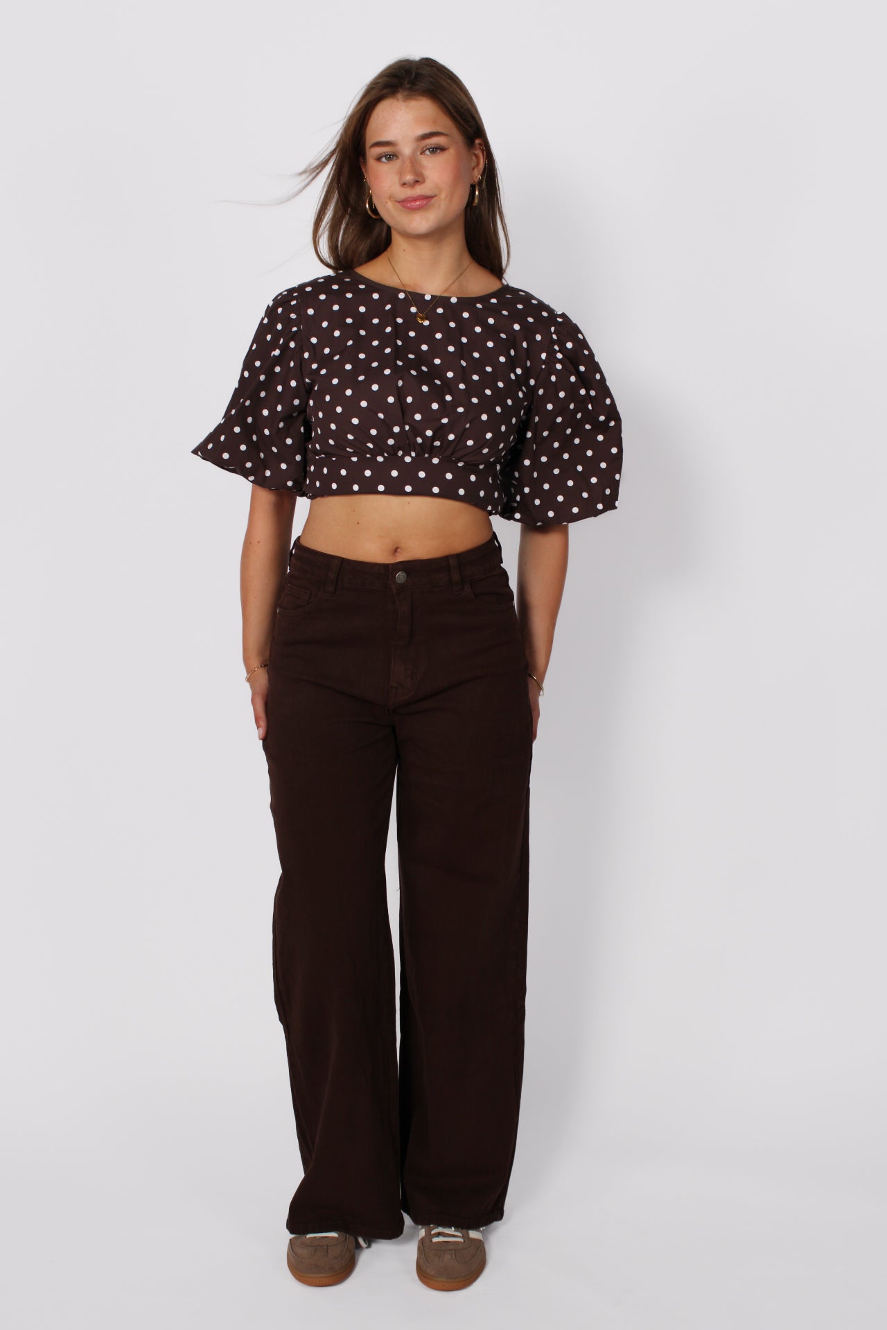 WIDE LEG JEANS 9091-9 - DARK BROWN