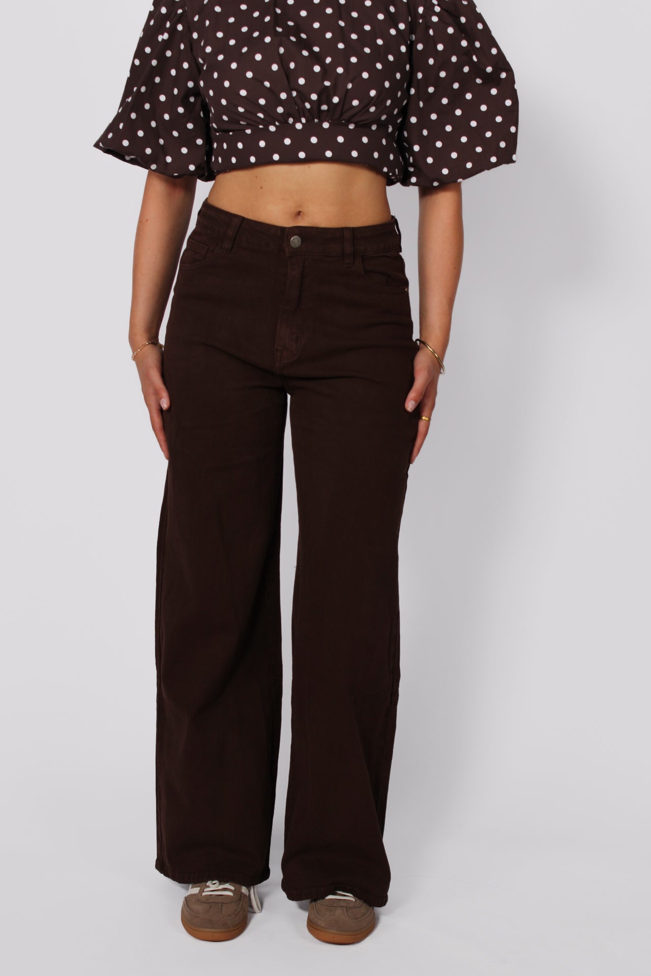WIDE LEG JEANS 9091-9 - DARK BROWN