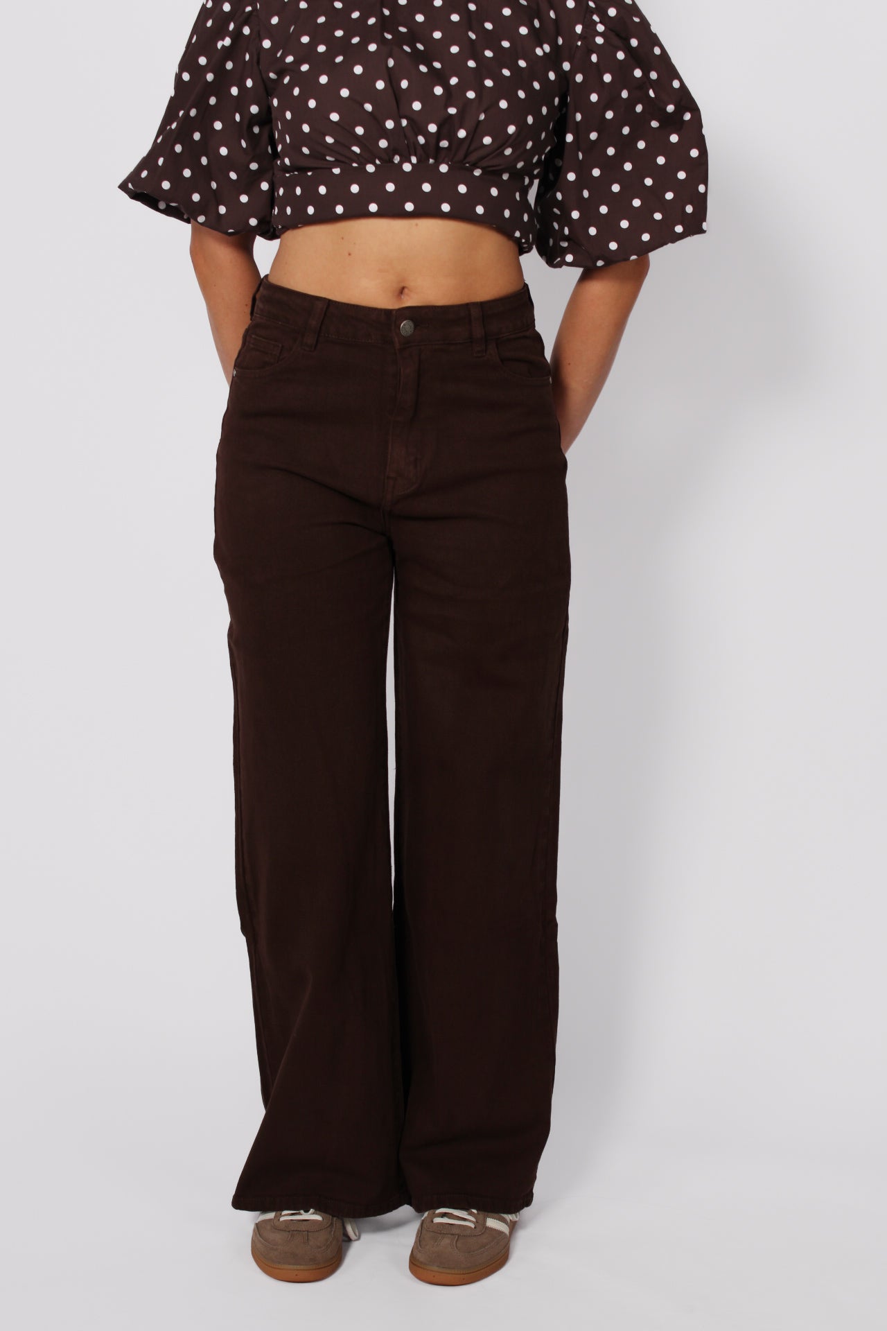 WIDE LEG JEANS 9091-9 - DARK BROWN