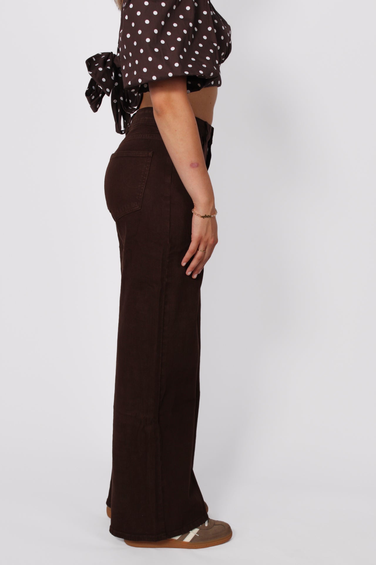 WIDE LEG JEANS 9091-9 - DARK BROWN