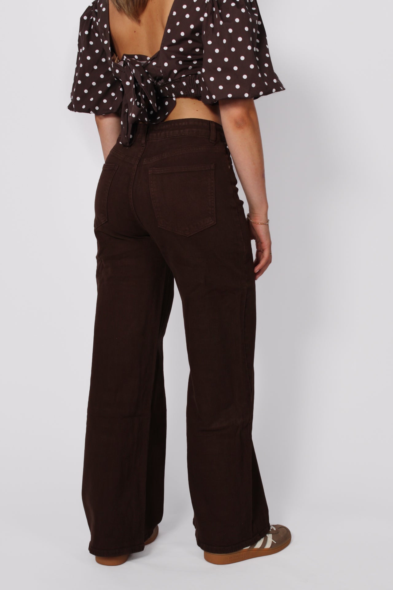 WIDE LEG JEANS 9091-9 - DARK BROWN