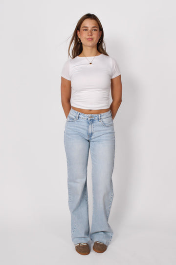 ''TALL'' MID WAIST WIDE LEG JEANS 3808 - LIGHT DENIM