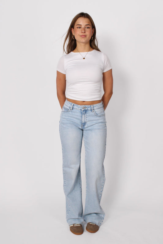 ''TALL'' MID WAIST WIDE LEG JEANS 3808 - LIGHT DENIM
