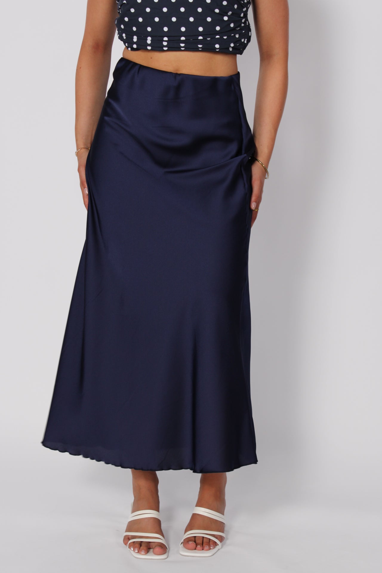 Maxi Satin Skirt - Navy