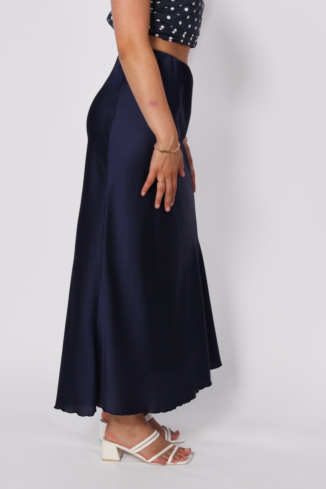 Maxi Satin Skirt - Navy