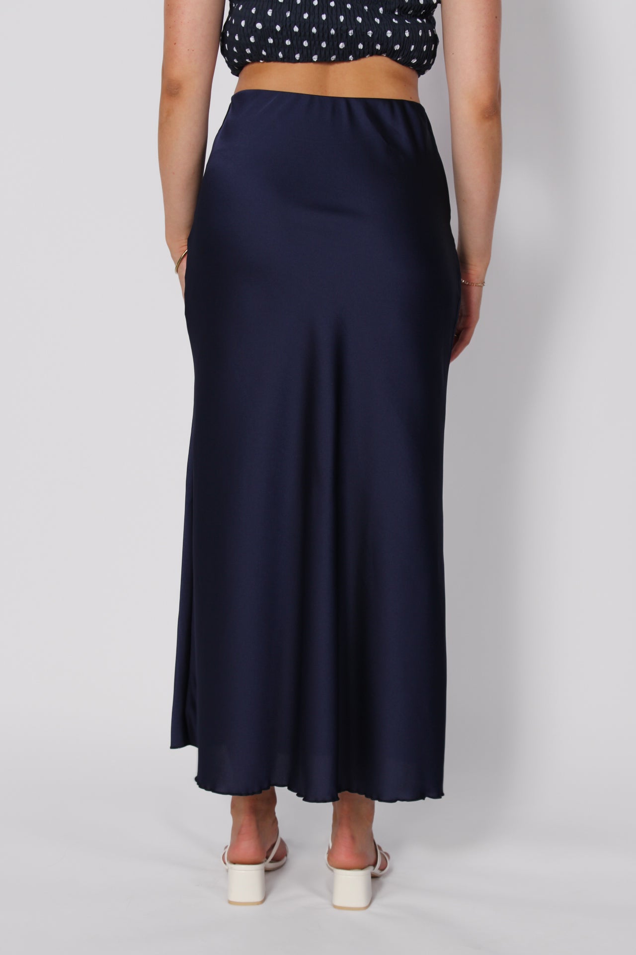 Maxi Satin Skirt - Navy