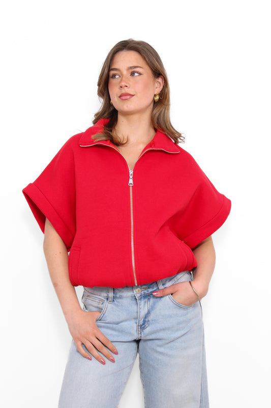 ZIPPER SLEEVELESS HOODIE