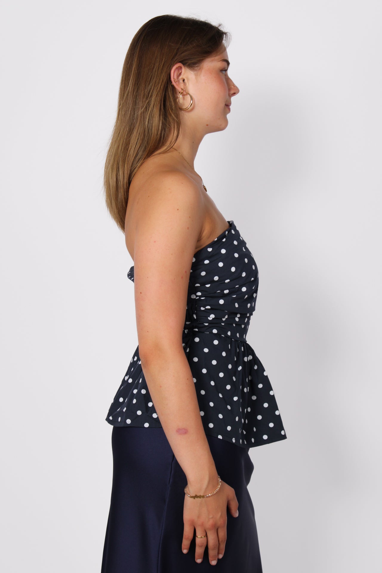 PRETTY IN POLKA TOP - NAVY