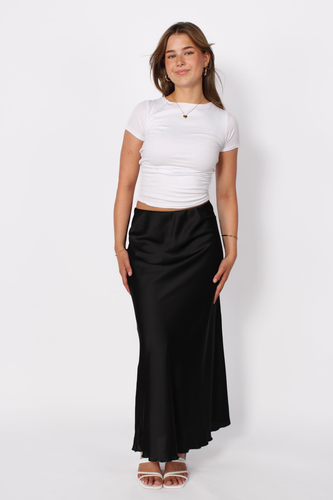 Maxi Satin Skirt - Black