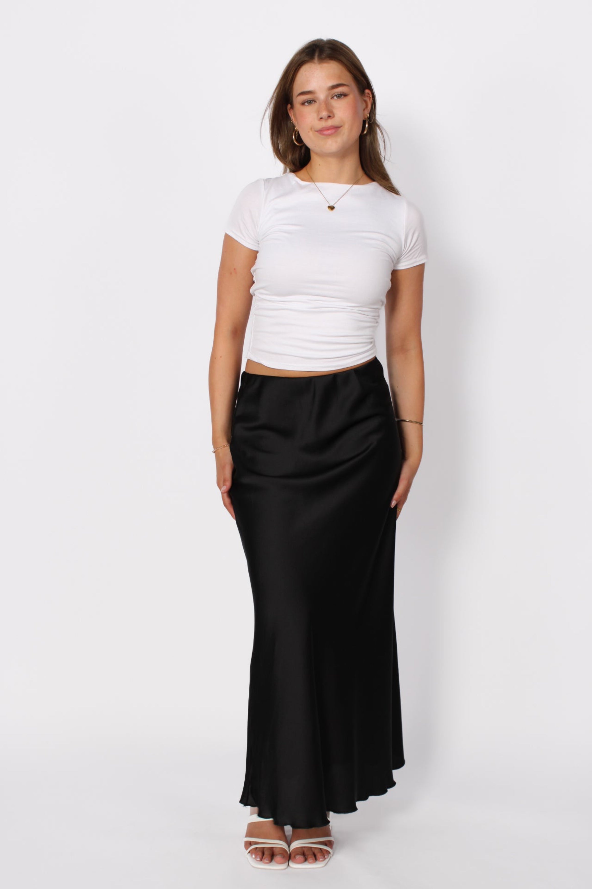 Maxi Satin Skirt - Black