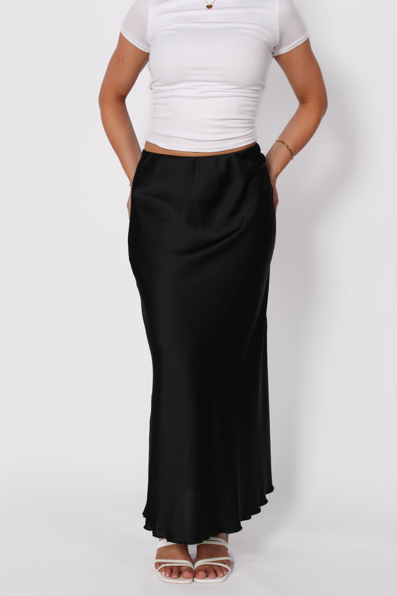 Maxi Satin Skirt - Black