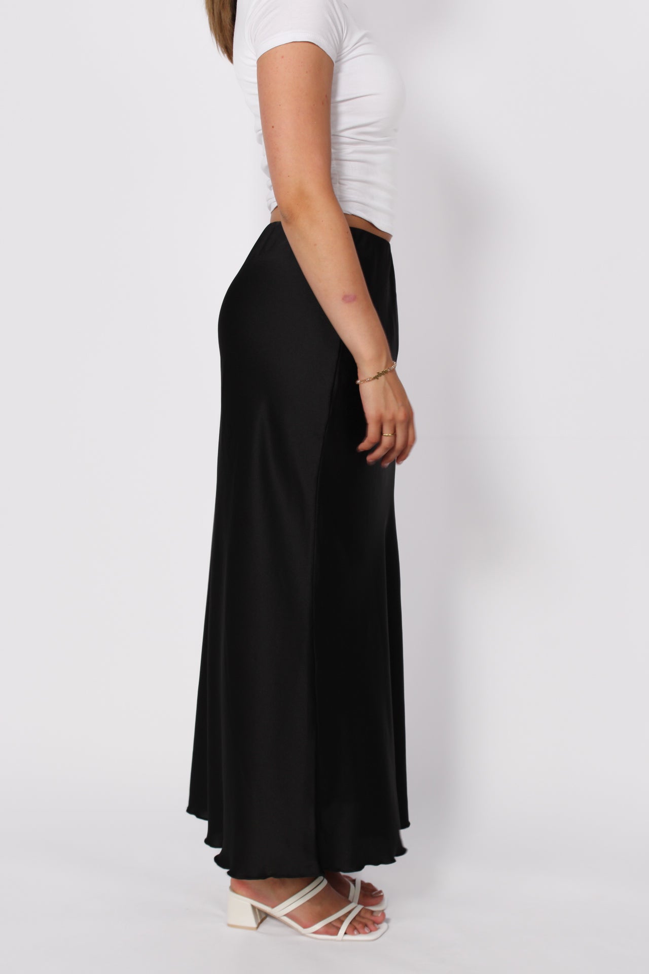 Maxi Satin Skirt - Black