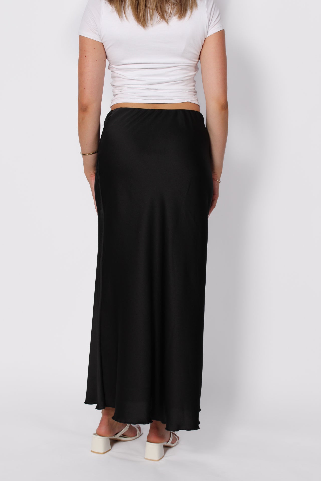 Maxi Satin Skirt - Black