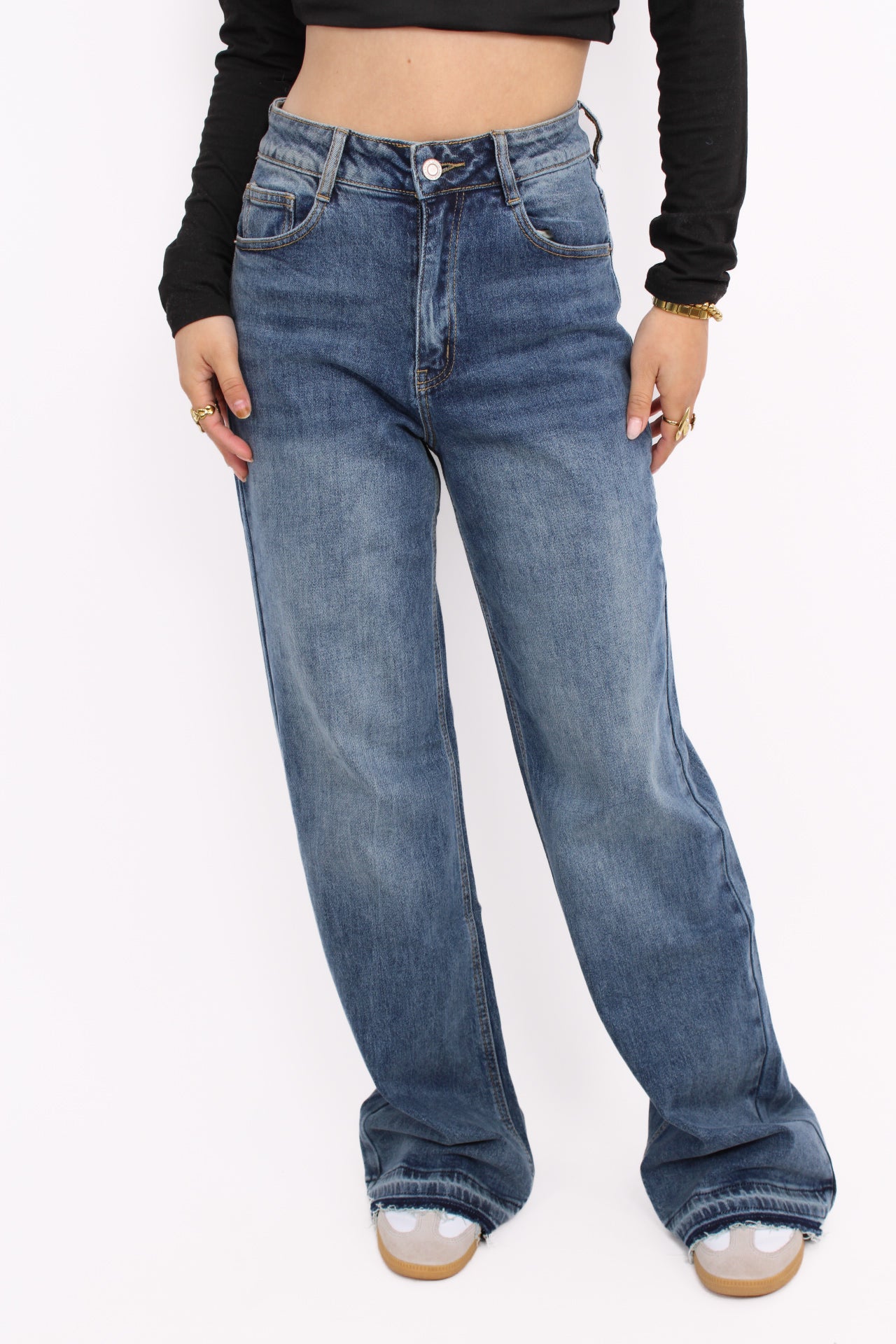 WIDE LEG JEANS 6038 - MID DENIM