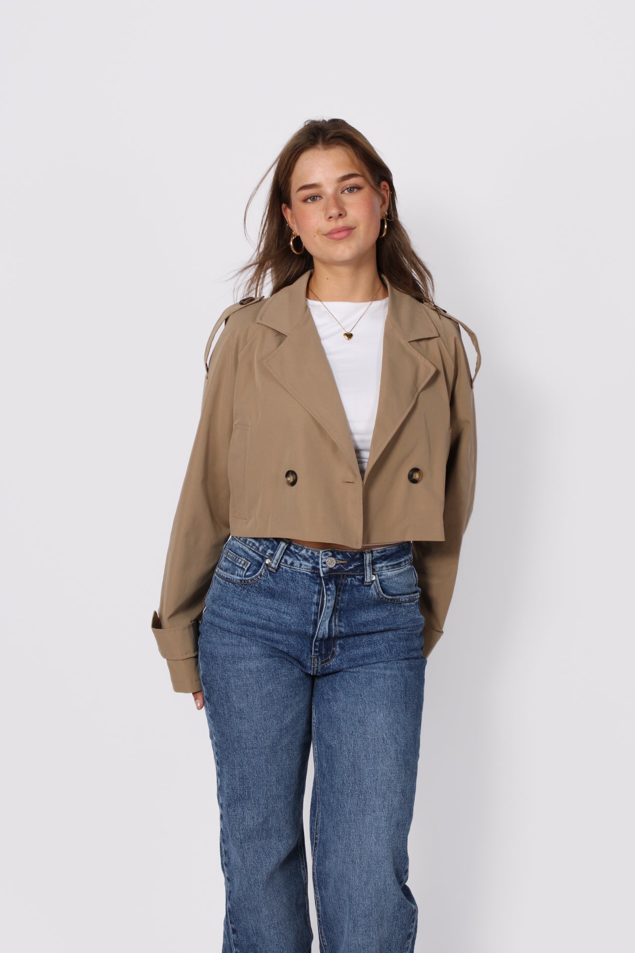 RILEY CROPPED TRENCHCOAT - CAMEL