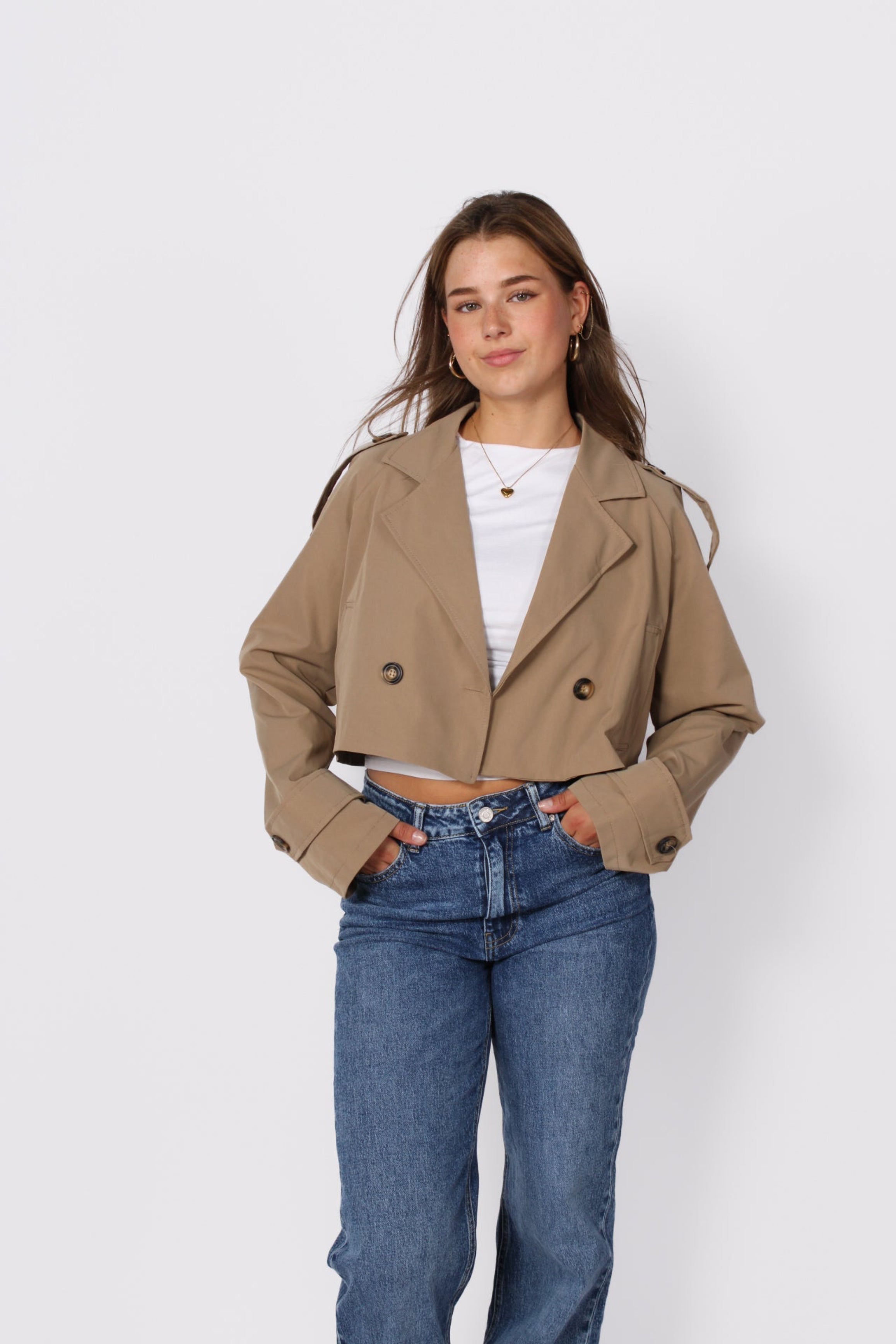 RILEY CROPPED TRENCH COAT - CAMEL
