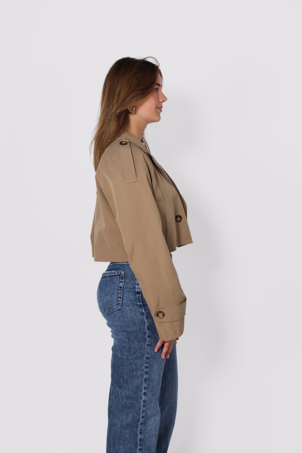 RILEY CROPPED TRENCHCOAT - CAMEL