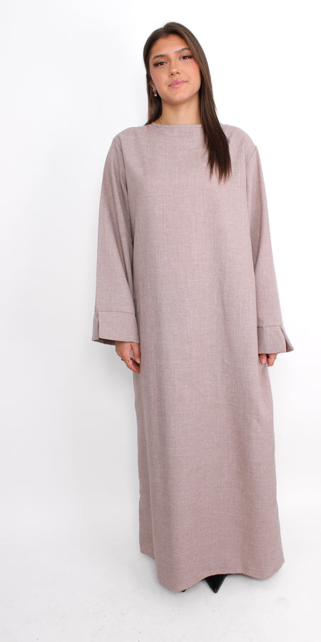 MERVE LINEN LOOK DRESS - TAUPE