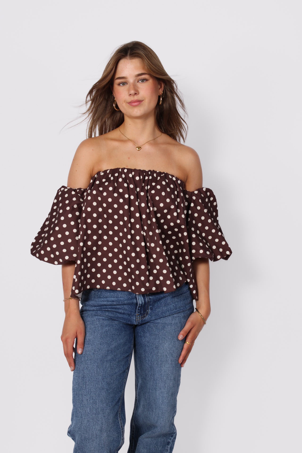 CHIC IN DOTS TOP 84052 - BROWN