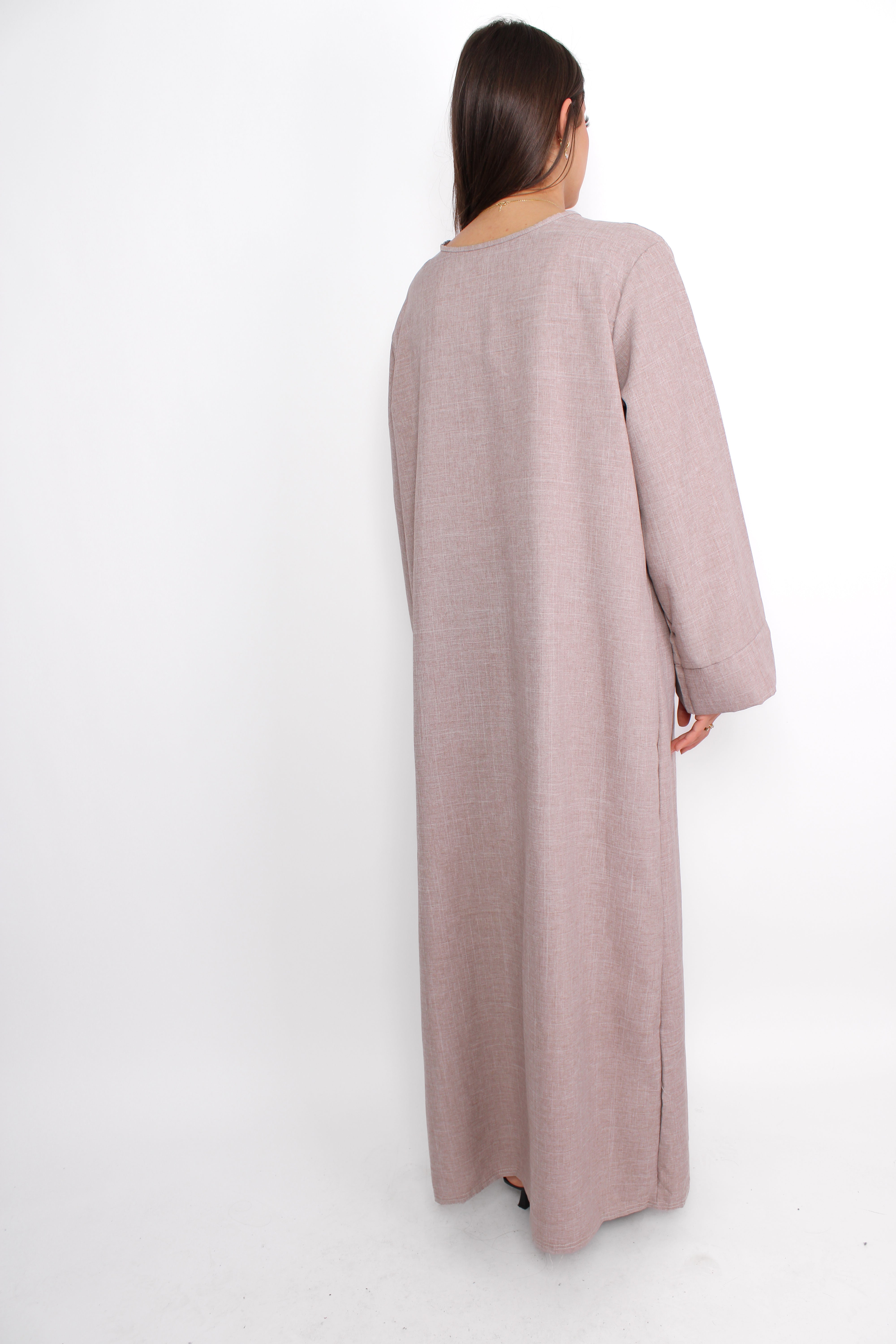MERVE LINEN LOOK DRESS - TAUPE